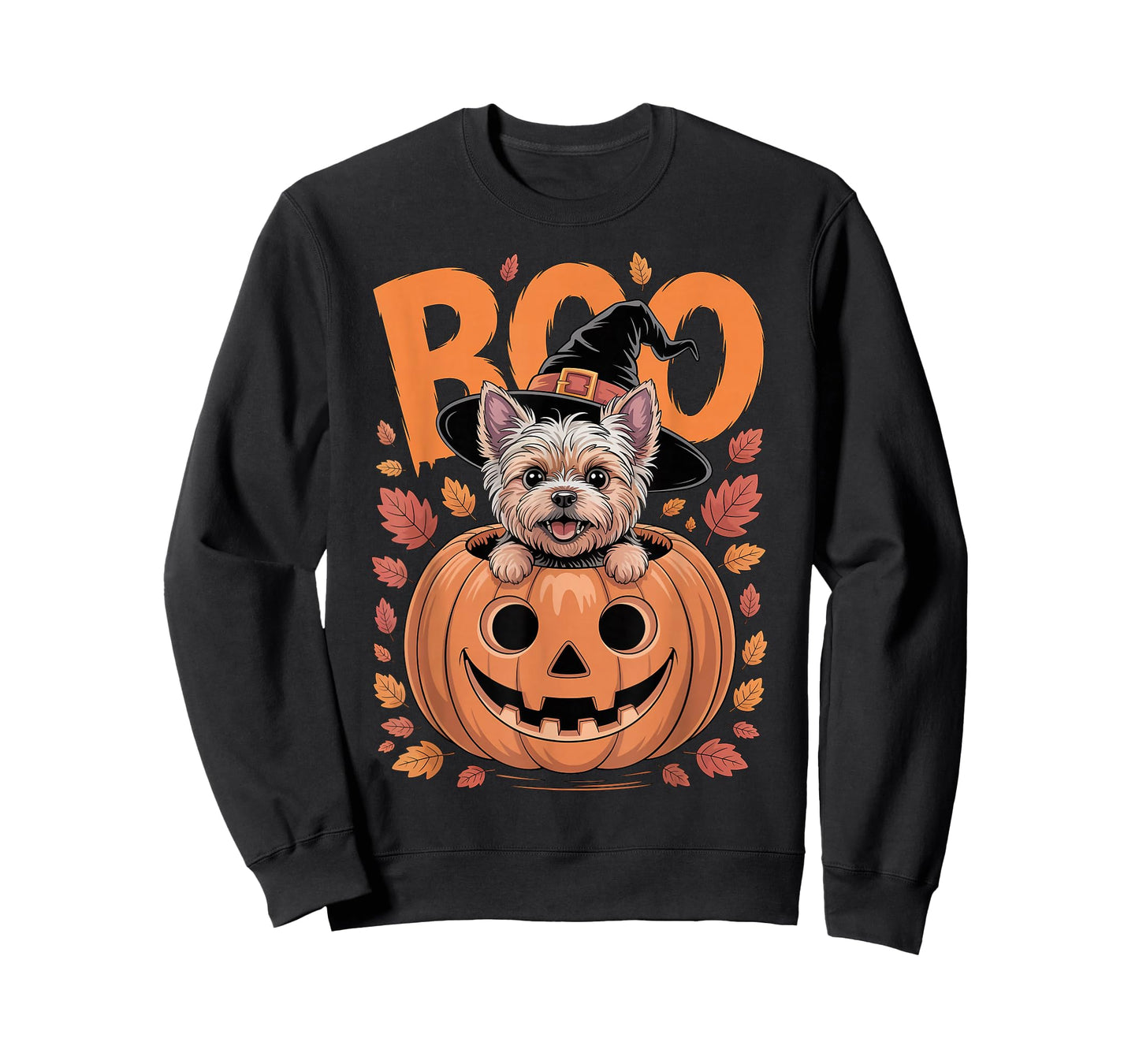 Yorkie Costume on Pumpkin Halloween Yorkshire Terrier T-Shirt