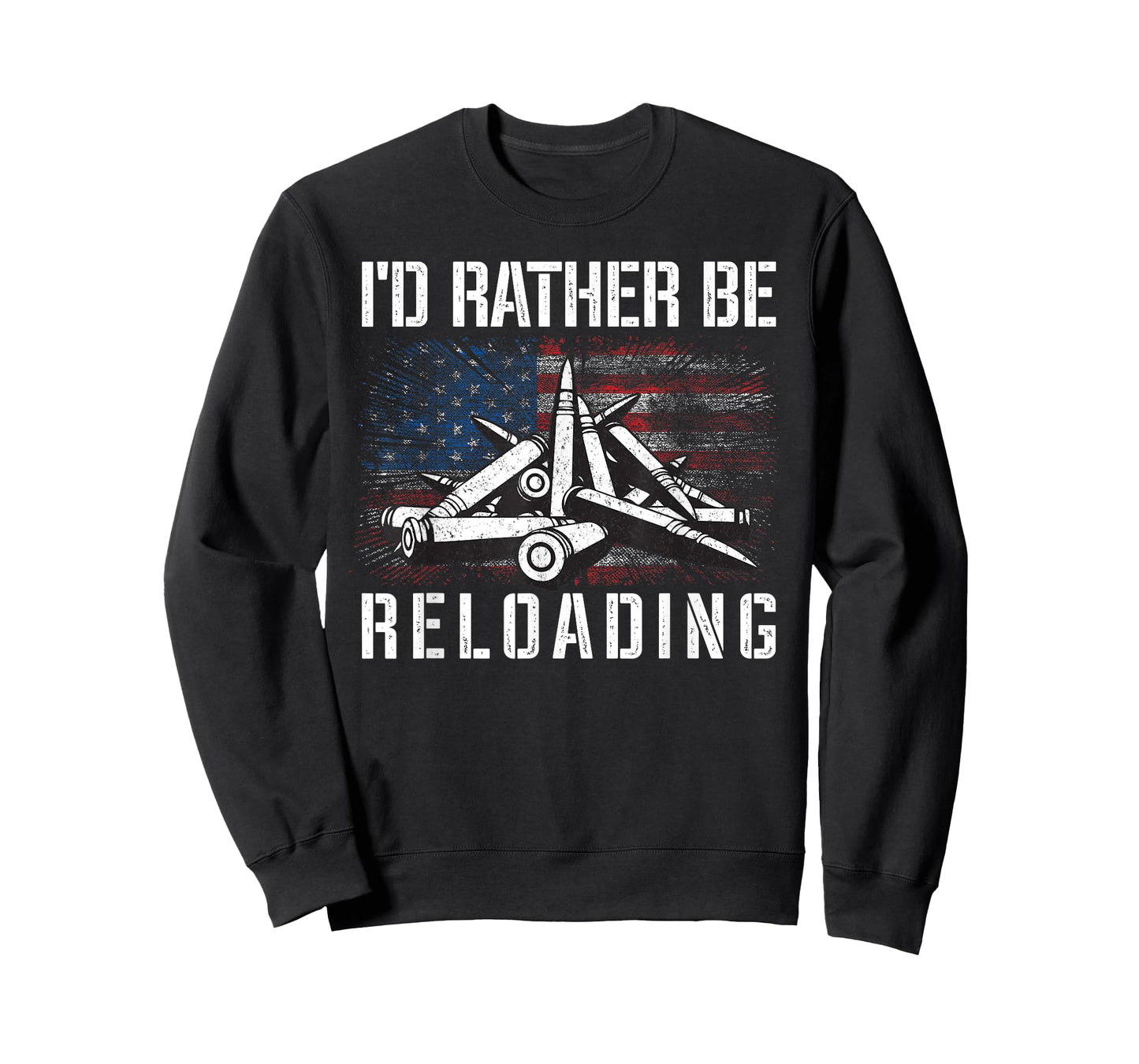 I'd Rather Be Reloading Shooter Guns Ammo American Flag Women Men T-Shirt