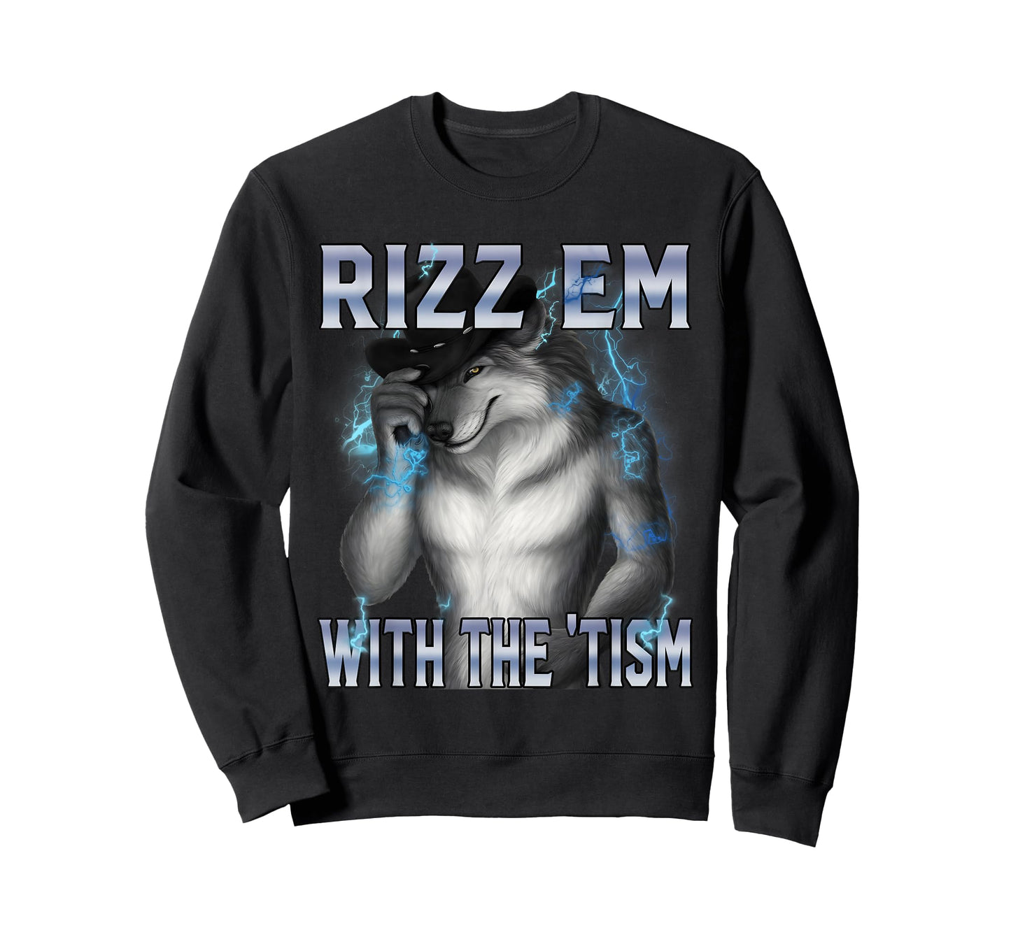 Funny Alpha Wolf Rizz'em With The Tism 90s Unhinged Werewolf T-Shirt