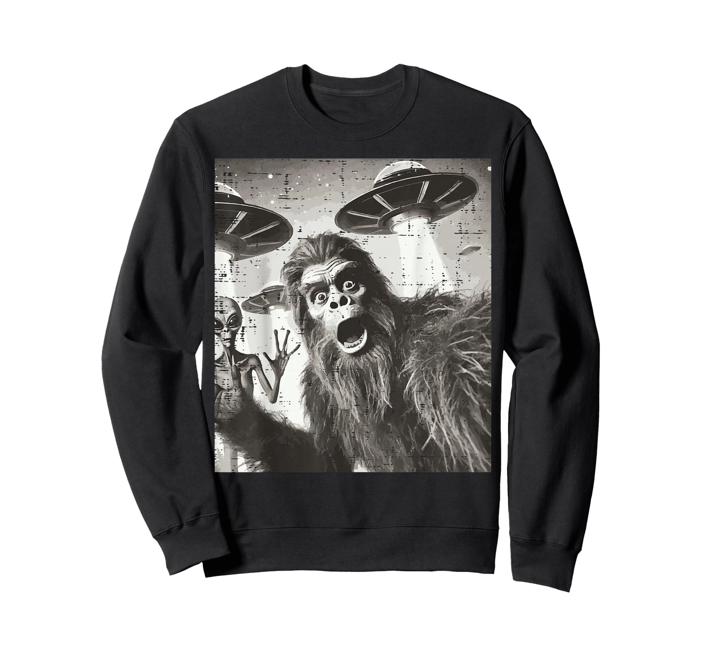 Bigfoot Alien Ufo Selfie Funny Sasquatch Meme Men Women Kids T-Shirt
