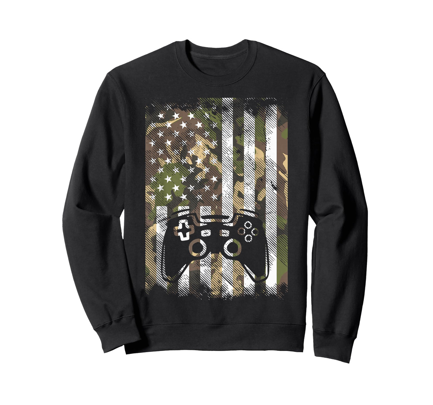 Camo US Flag Gamer Controller Patriotic Men Boys Kids Youth T-Shirt