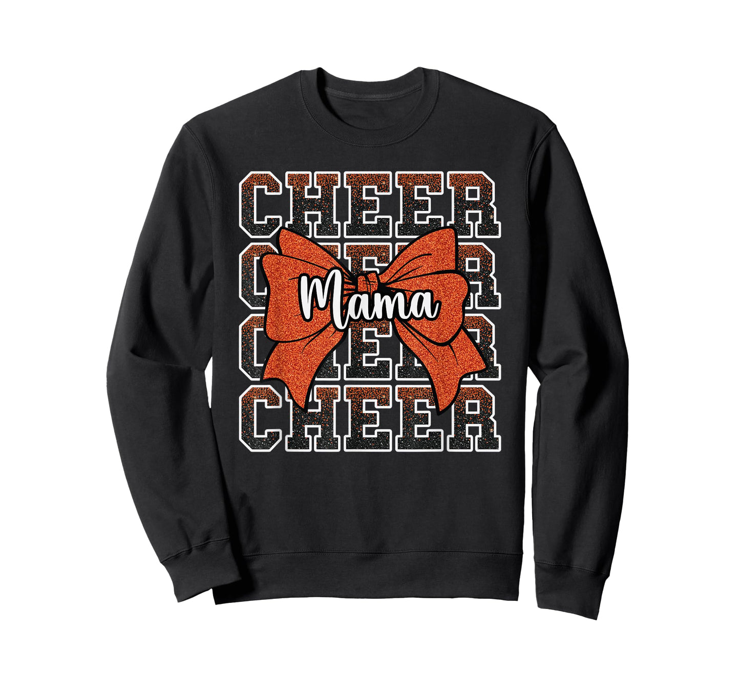 Cheer Mama Mom Bow Sport Cheerleader Cheerleading Orange T-Shirt