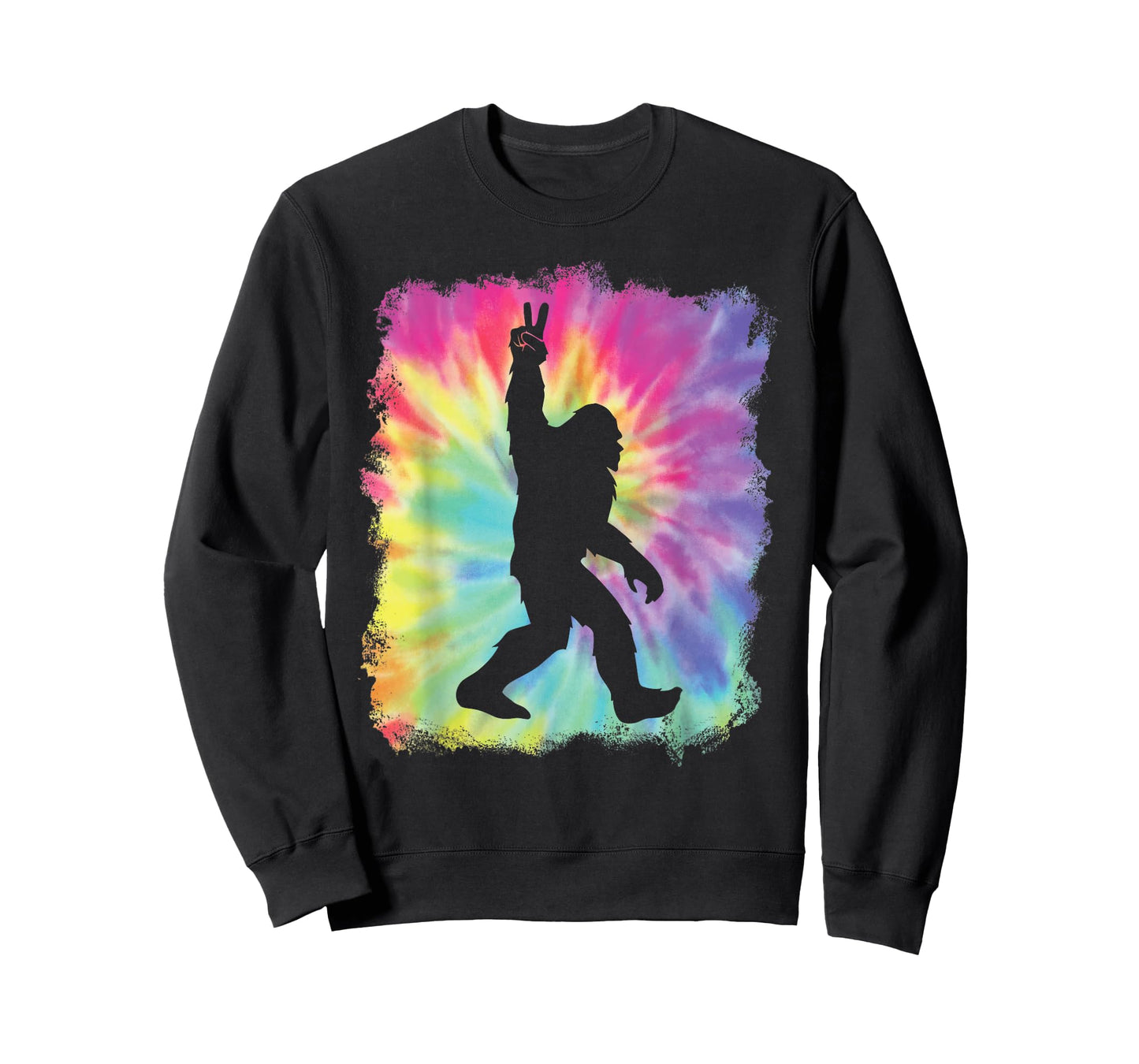 Bigfoot Sasquatch Peace Big Foot Squatch Tie Dye Rainbow Tee T-Shirt