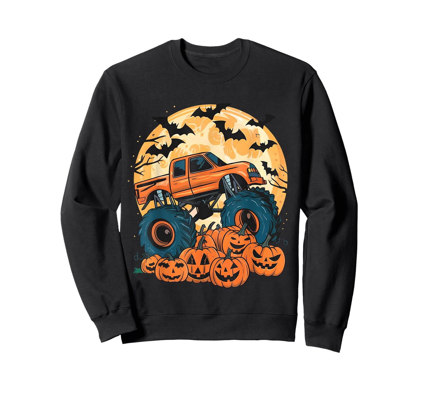 Ghost Truck Moon Pumpkin Toddler Boys Halloween Teens Kids T-Shirt