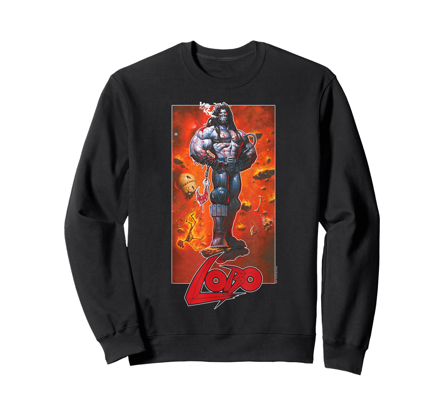 DC Comics Lobo Pose Unisex Adult Black Cartoon T-Shirt