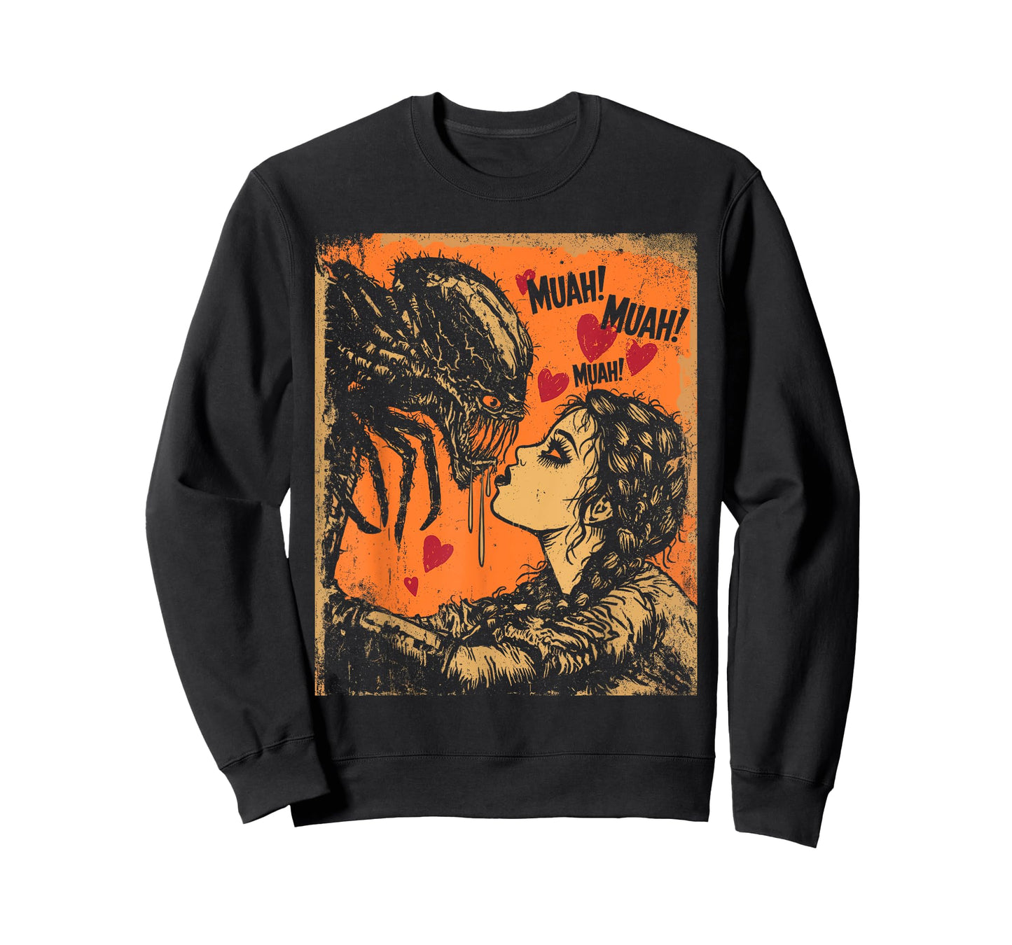Goth Girl Kissing Creepy Spider Comic Panel Halloween Art T-Shirt