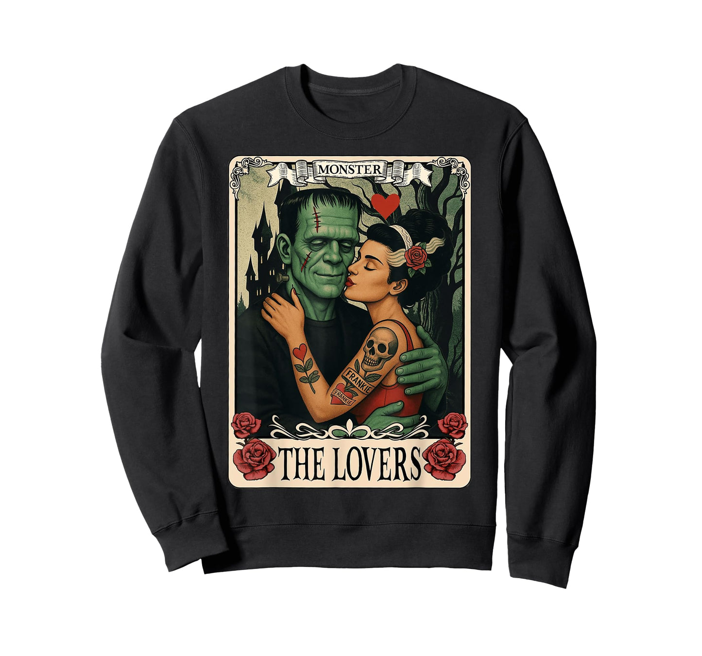 The Monster Frankenstein And Bride The Lovers Tarot Card T-Shirt