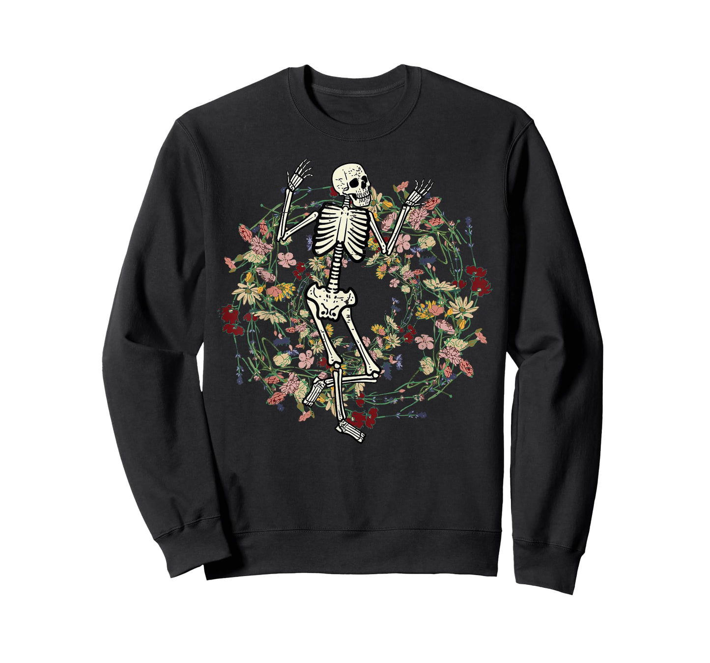 Floral Skeleton Funny Goth Halloween Costume Men Women Kids T-Shirt