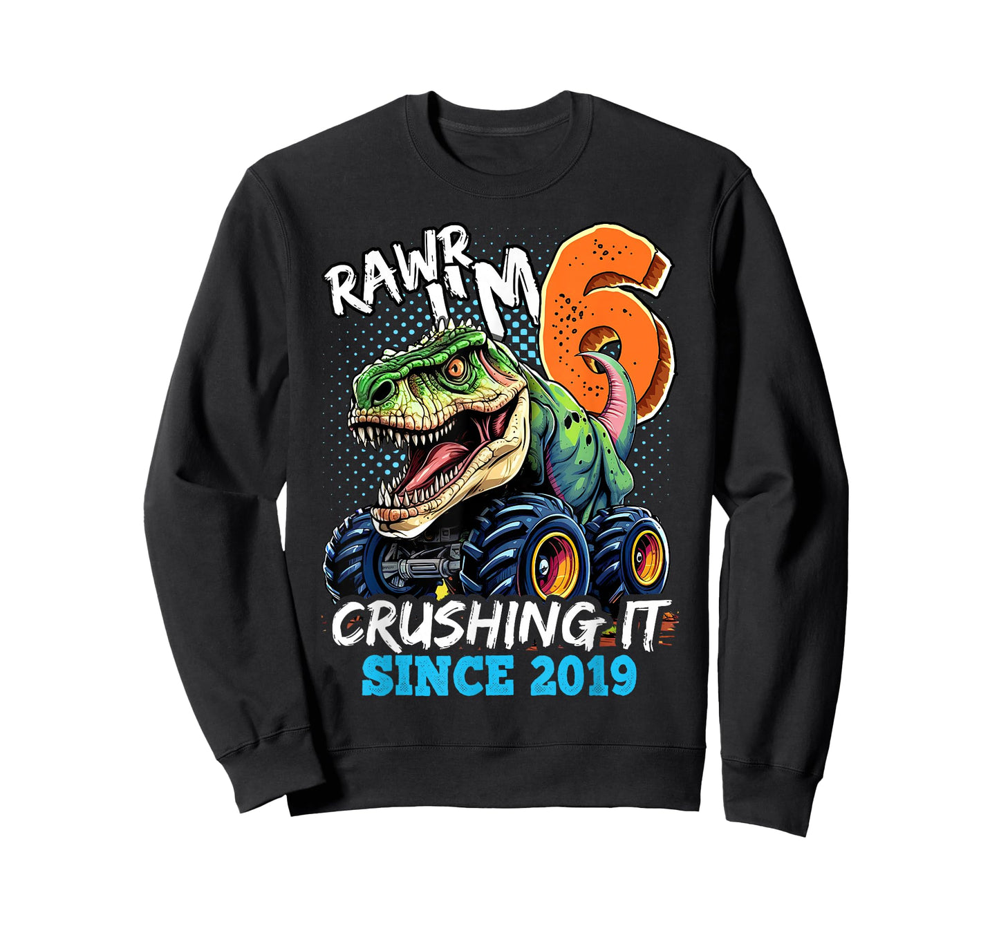 6th Birthday Monster Truck Dinosaur Party Boys Rawr I'm 6 T-Shirt