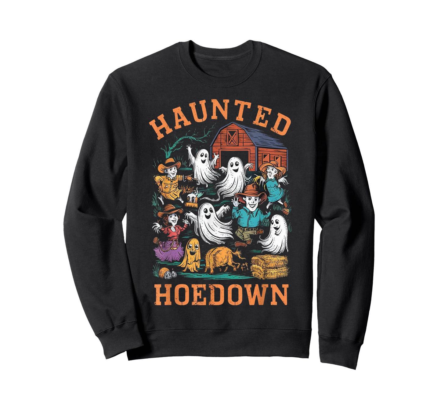Cowboy Scarecrow Boo Ghost Haunted Hoedown Farm Halloween T-Shirt