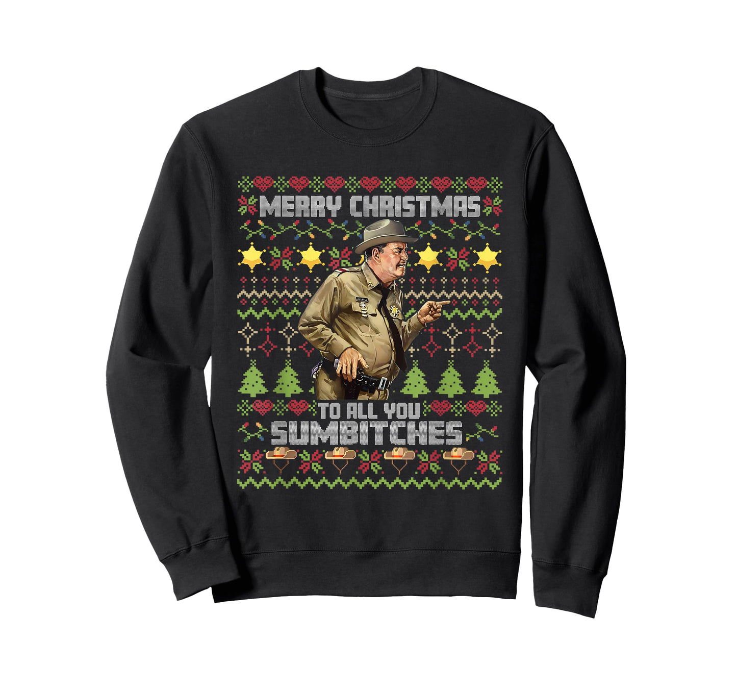 Funny Retro Sheriff Ugly Christmas Sweater Southern Humor T-Shirt