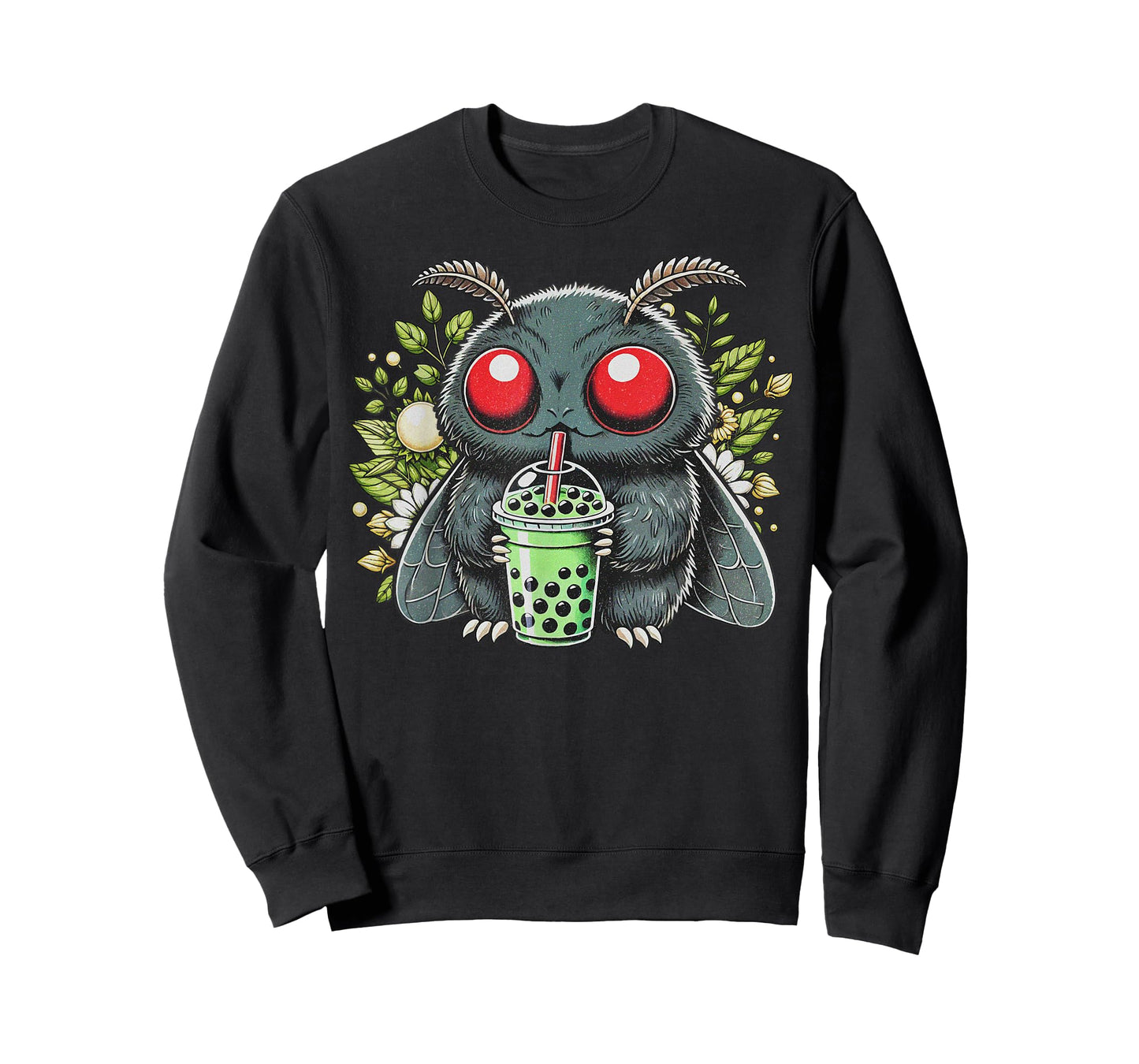 Mothman Drinking Bubble Tea Kawaii Boba Tea T-Shirt