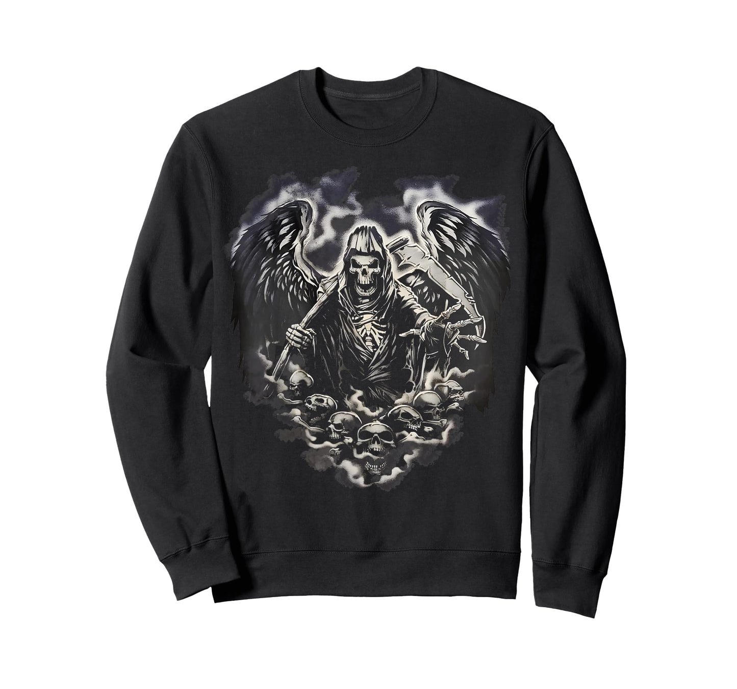 Grim Reaper Skull Heart Scythe Skeleton Angel Death Horror T-Shirt