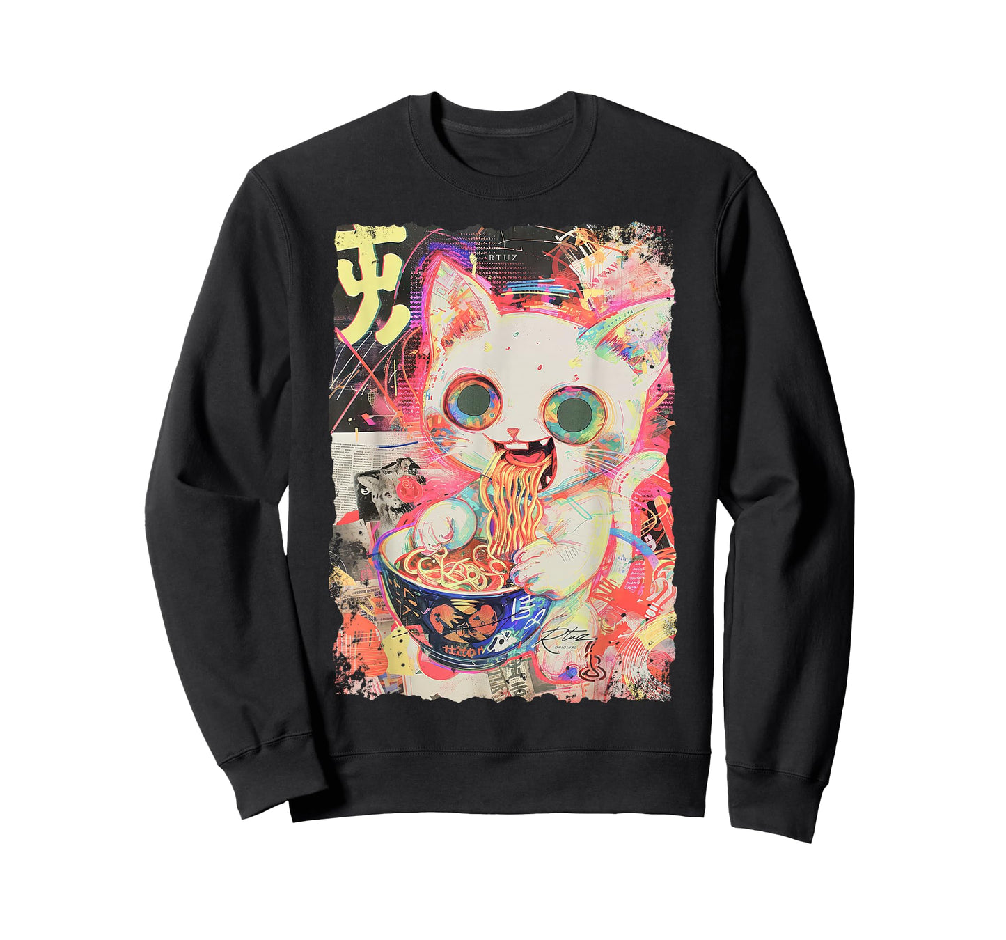Ramen Noodles Cat Japan Y2K Kawaii Retro Cats Manga Anime T-Shirt