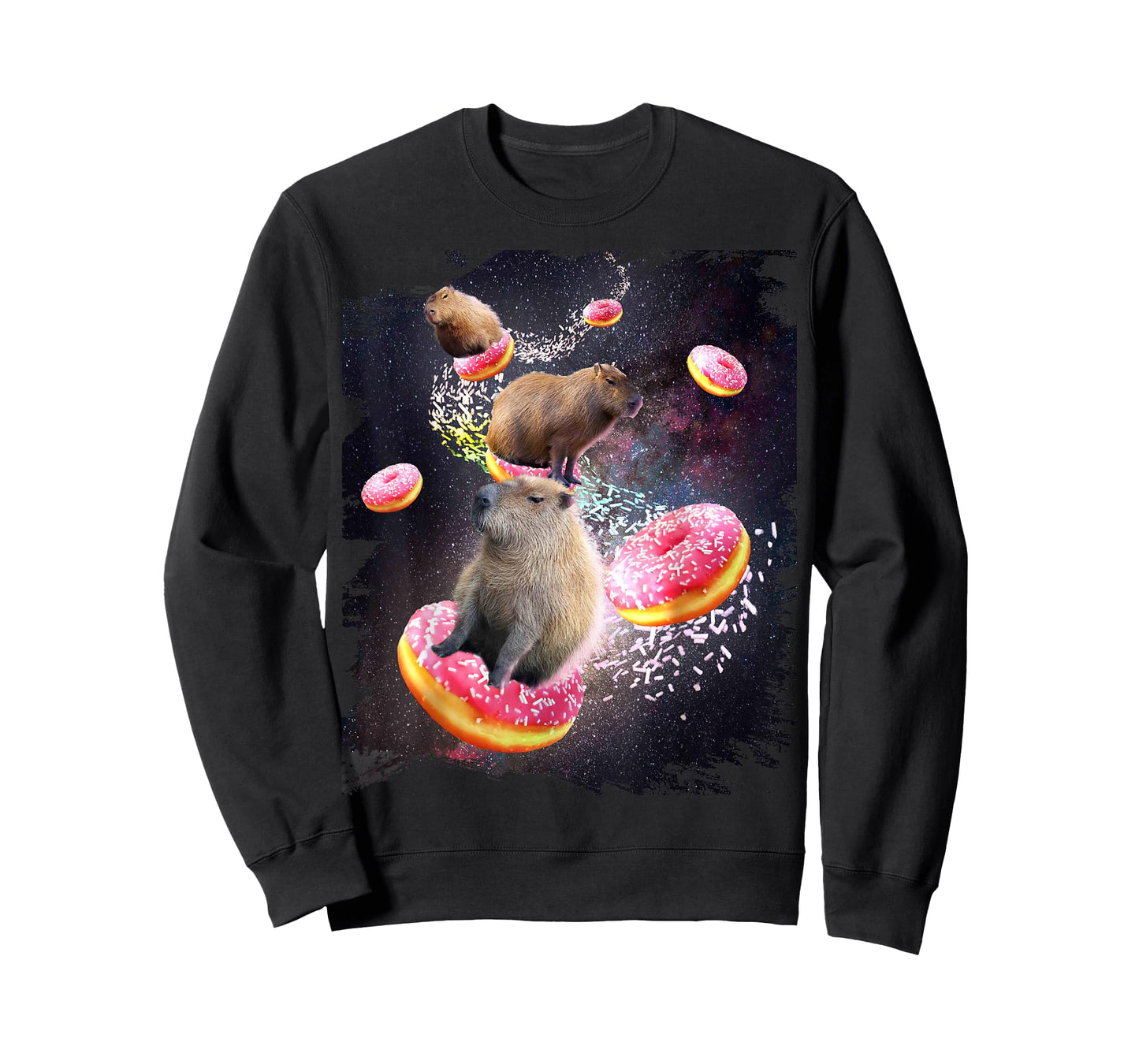 Space Capybara Riding Donut, Galaxy Capybaras T-Shirt