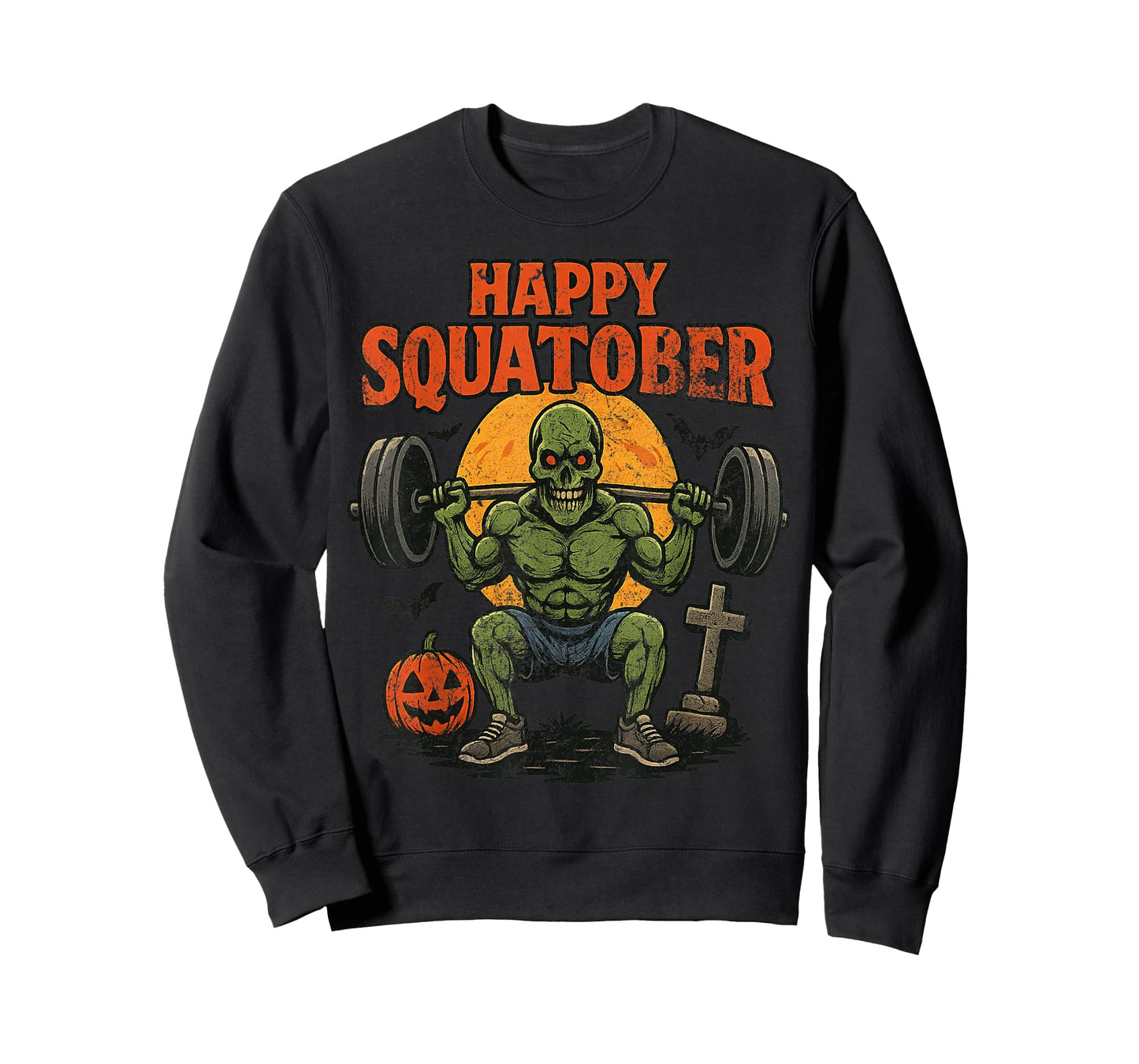 Happy Squatober Leg Day Challenge Vintage Halloween Zombie T-Shirt