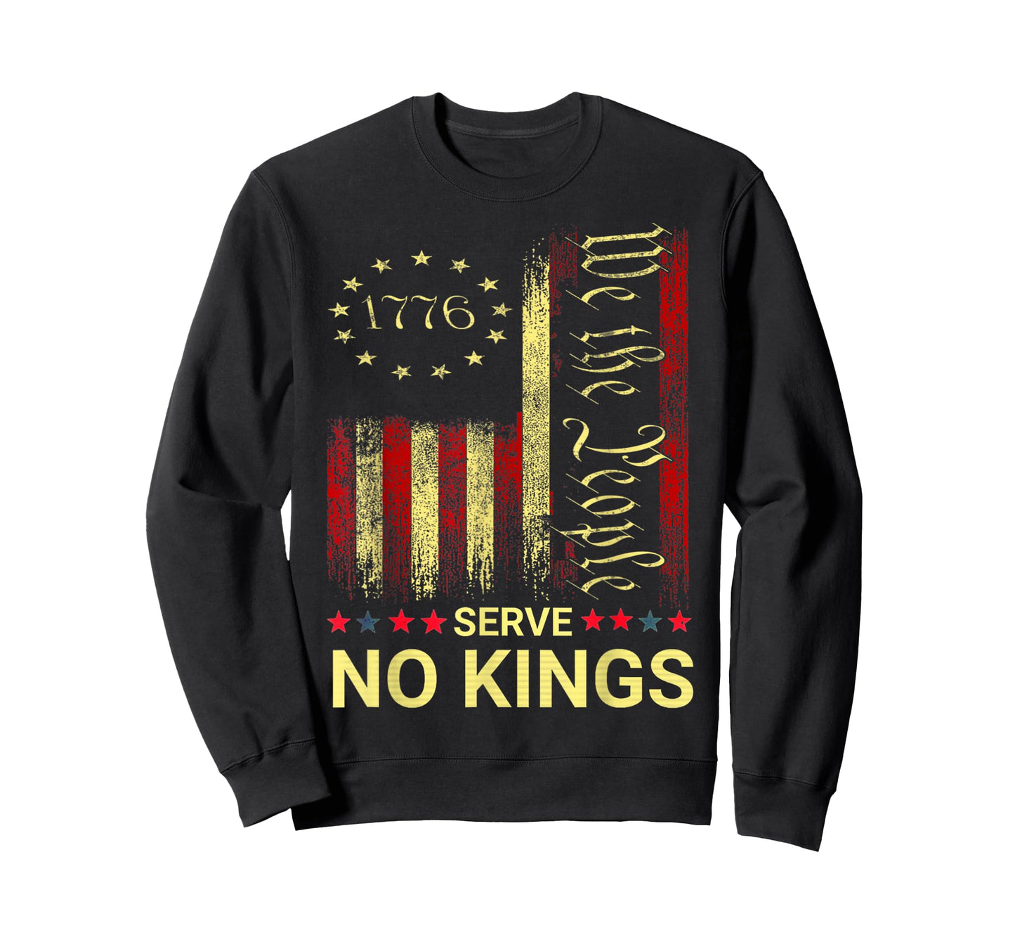 No Kings in America Since 1776 Distressed USA Flag Vintage T-Shirt