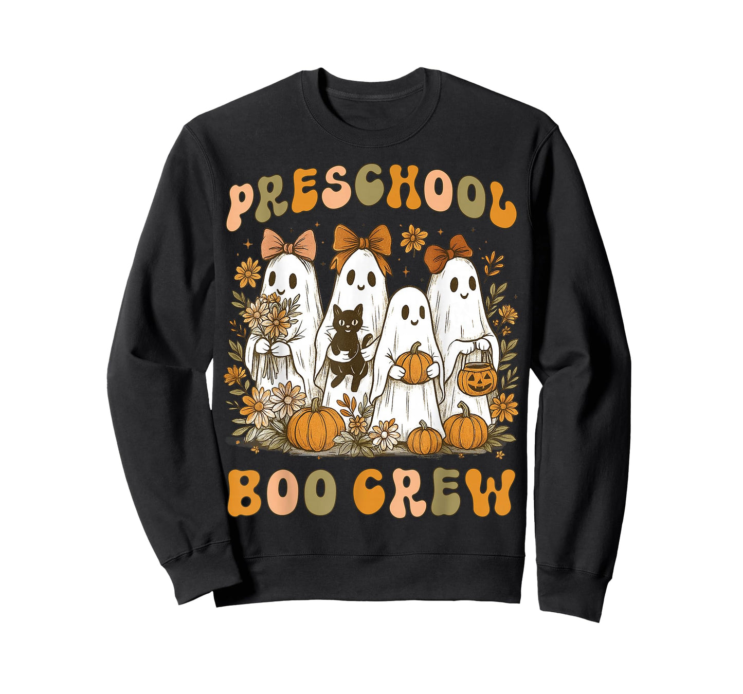 Preschool Boo Crew Halloween Teacher Ghost Costume Matching T-Shirt