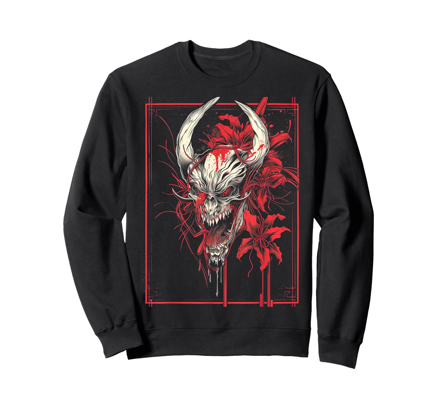 Anime Goth Japanese Oni Demon Skull Gothic Horror Wild Art T-Shirt