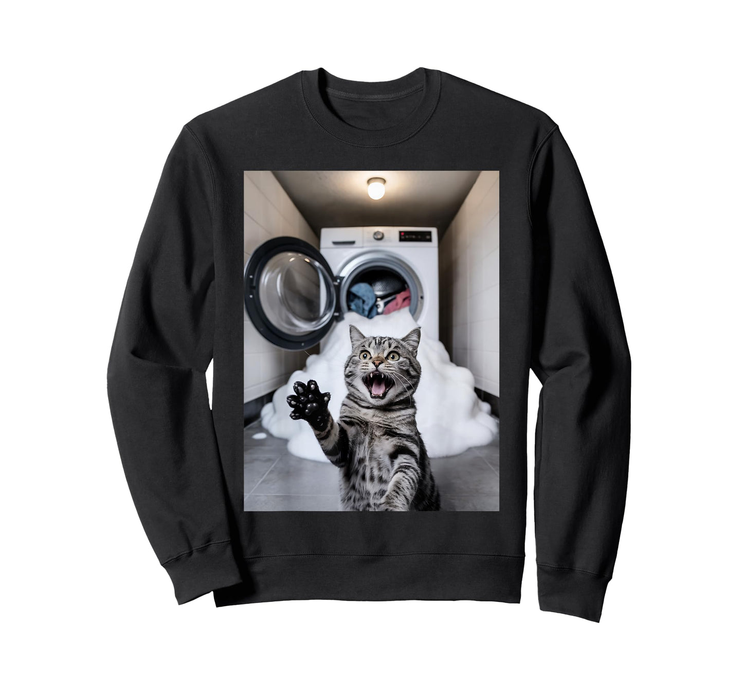 Funny Scared Cat Selfie Laundry Cat Meme Men Women T-Shirt