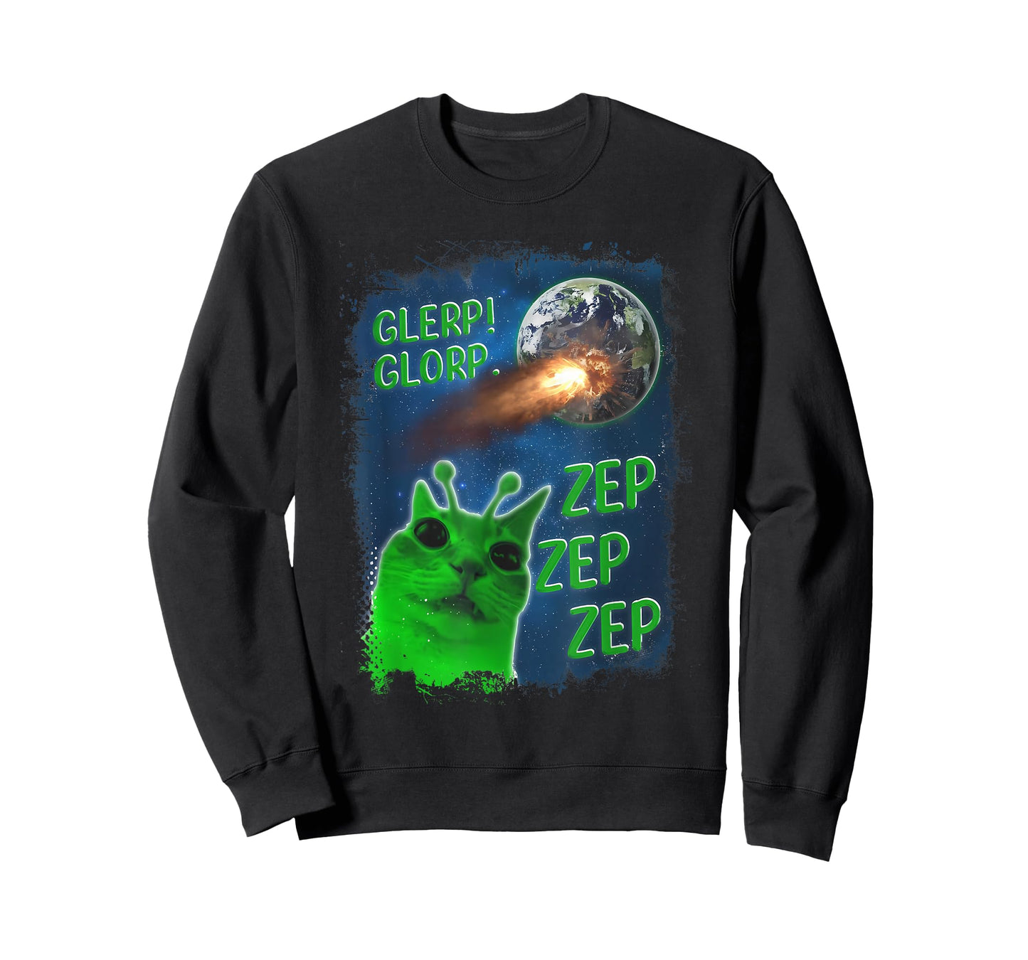 Funny Alien Cat Meme Glerp Glorp Zep Zep Women Men Kid T-Shirt