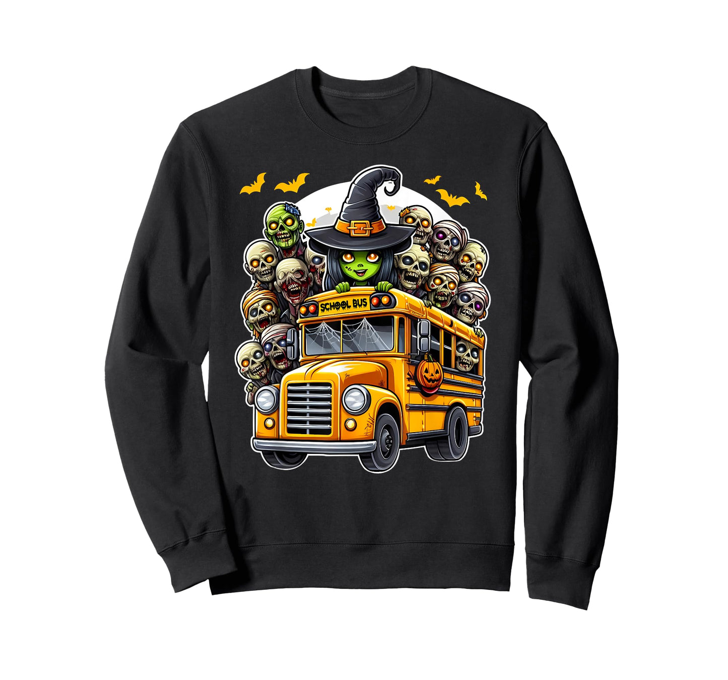 School Bus Creepy Zombie Monster Horror Spooky Halloween Fun T-Shirt