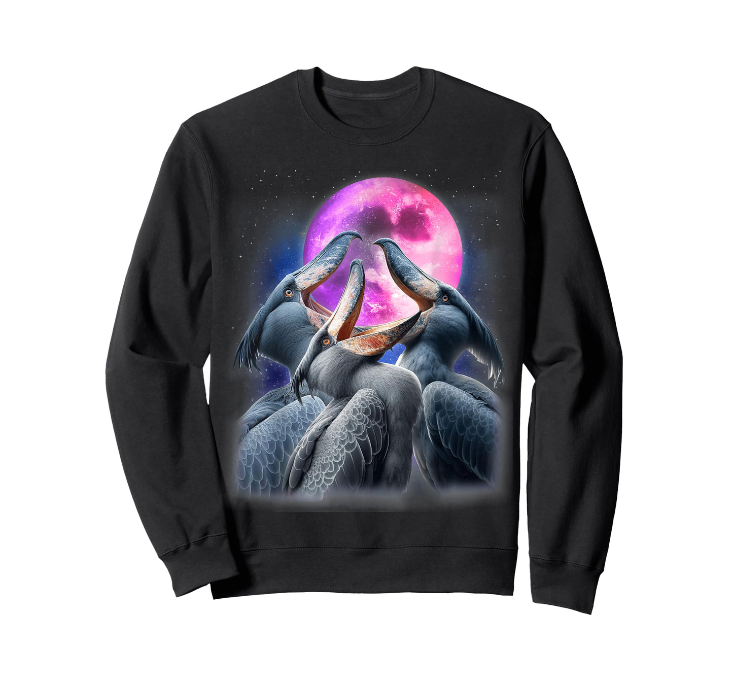 3 Shoebill Stork Howling At The Moon Funny Shoebill Bird T-Shirt