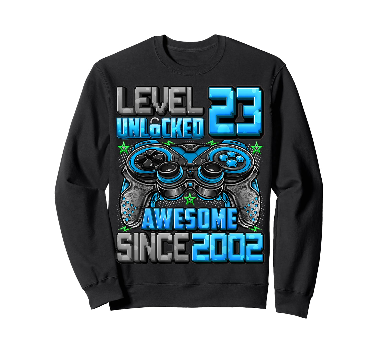 Level 23 Unlocked Awesome Since 2002 23rd Birthday Gaming T-Shirt