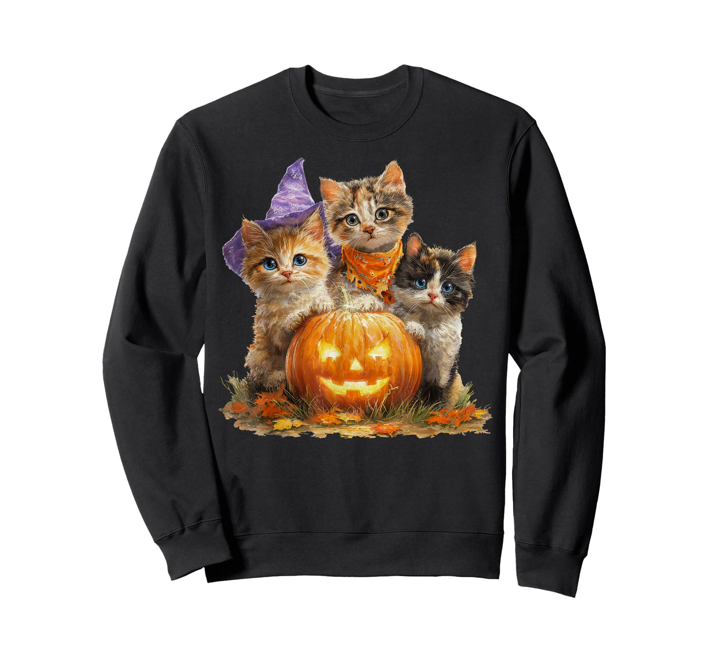 Vintage Kittens Pumpkin Cute Cat Spooky Season Halloween T-Shirt