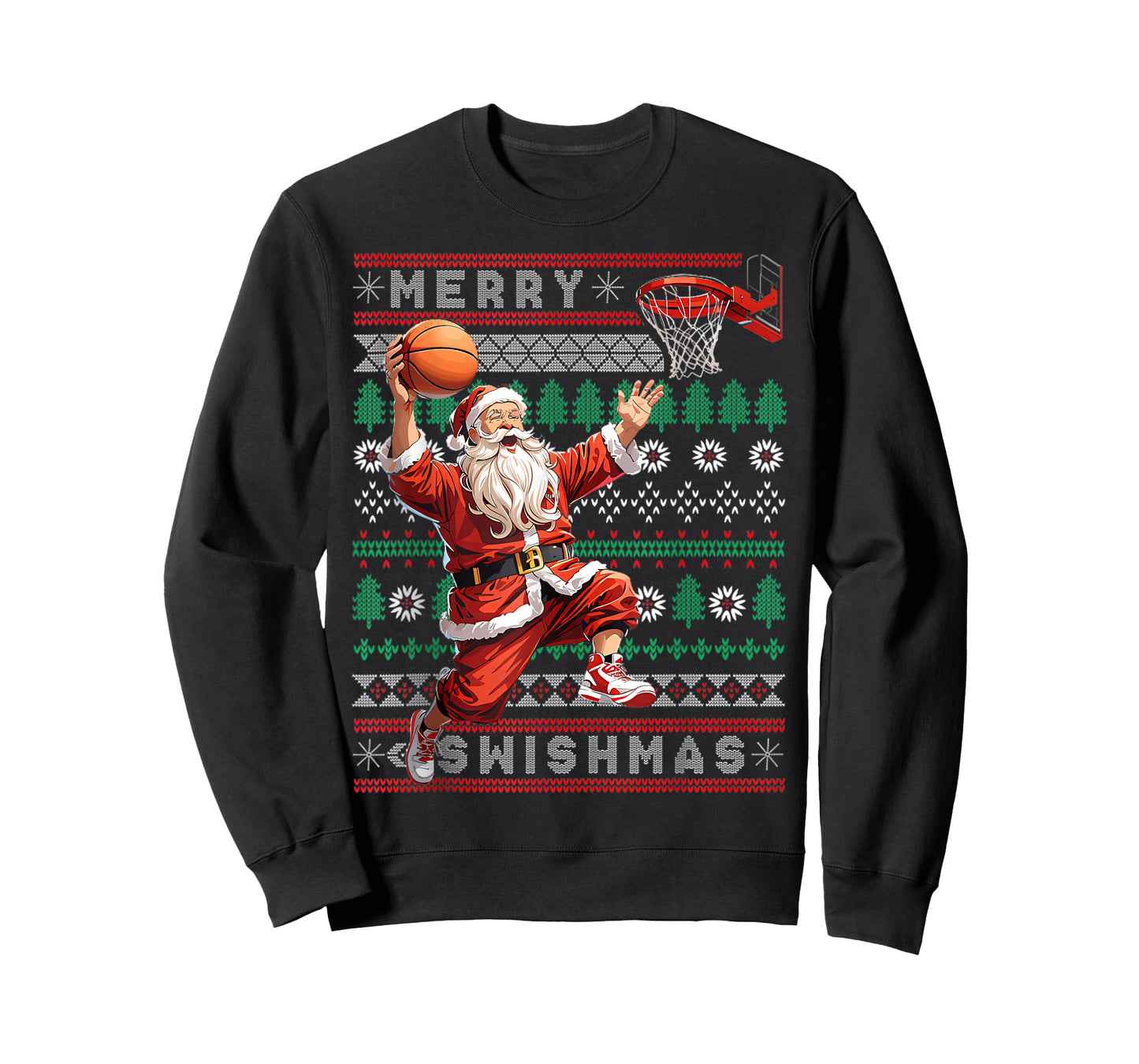 Merry Swishmas Basketball Ugly Christmas Xmas Men Boys Kids T-Shirt