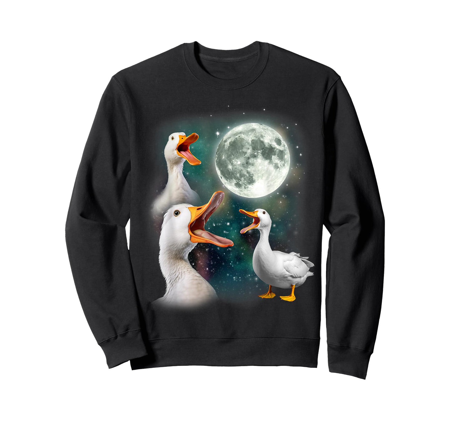 3 Ducks Howl At Moon | Funny Weird Cursed Pekin Duck Lover T-Shirt