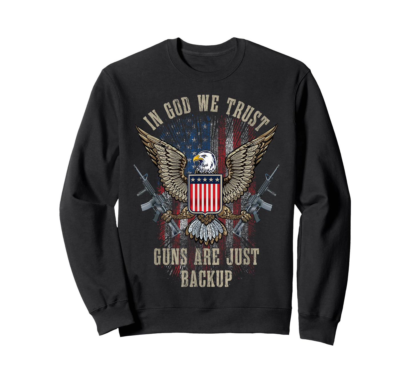 In God We Trust Guns Are Just Backup American Flag T-Shirt
