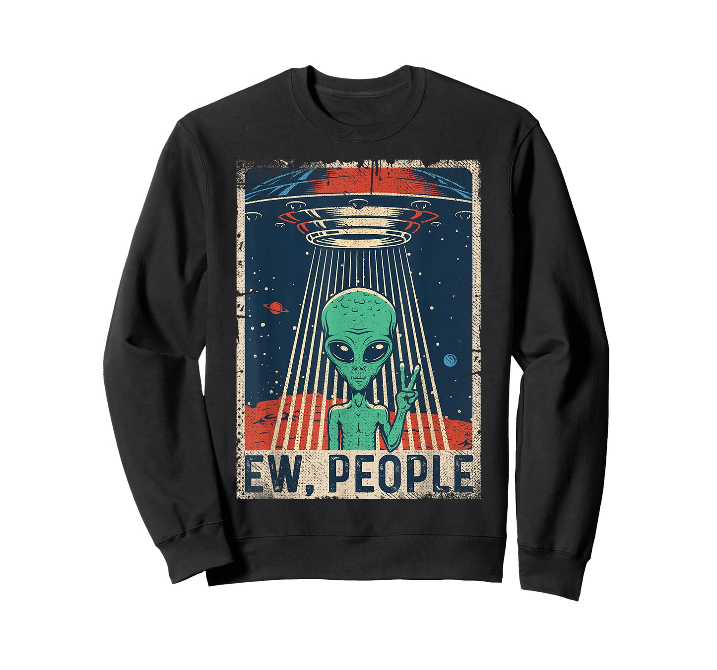 Ew, People Alien Shirt Funny UFO Vintage Retro Alien T-Shirt