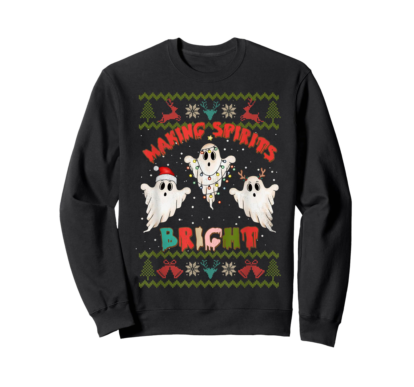 Making Spirits Bright Spooky Ugly Christmas Sweater T-Shirt