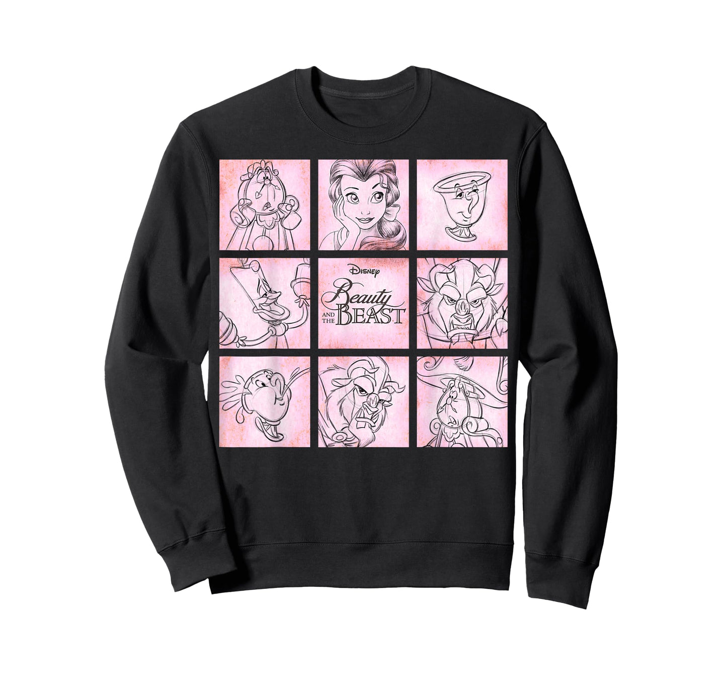 Disney Beauty and the Beast Panel Sketch Graphic T-Shirt T-Shirt
