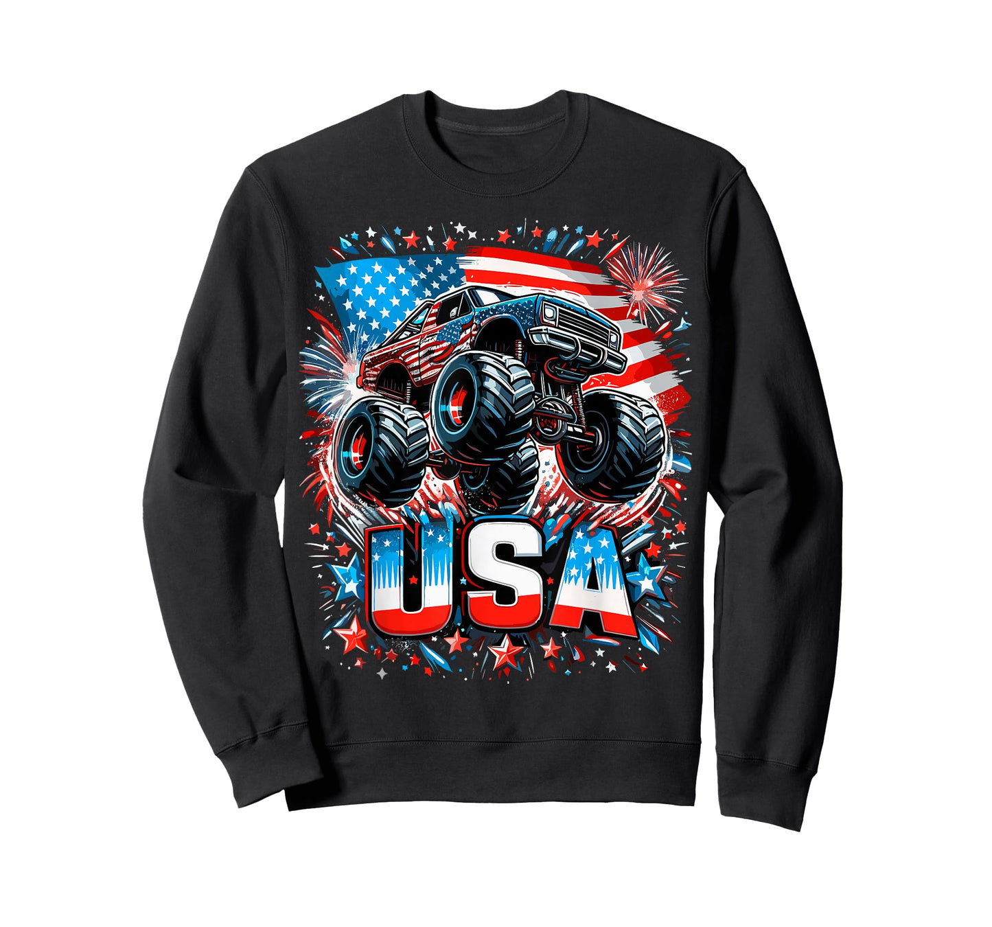 Monster Truck USA American Flag 4th Of July T-Shirt