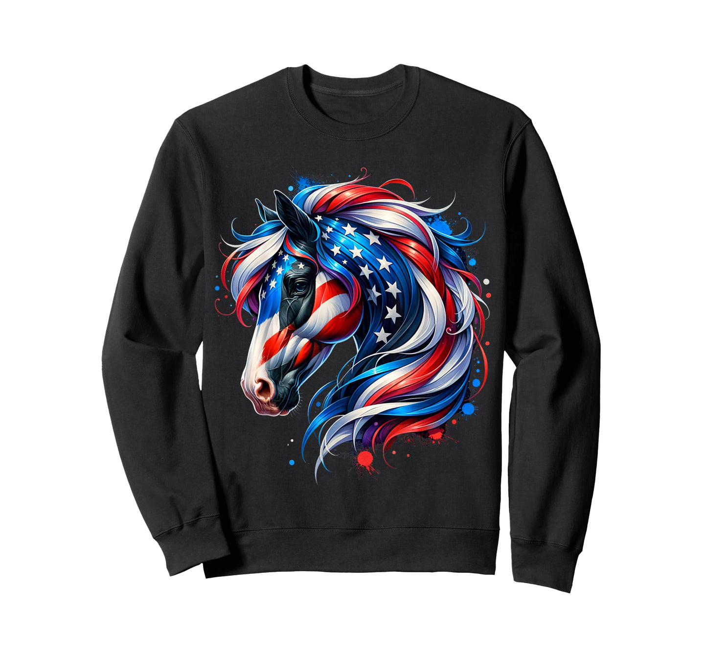 Horse 4th of July Patriotic Horse Graphic American Flag T-Shirt