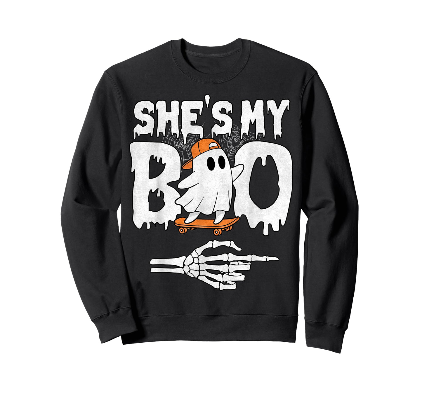 She's My Boo Couple Matching Halloween Skateboard Cool Ghost T-Shirt