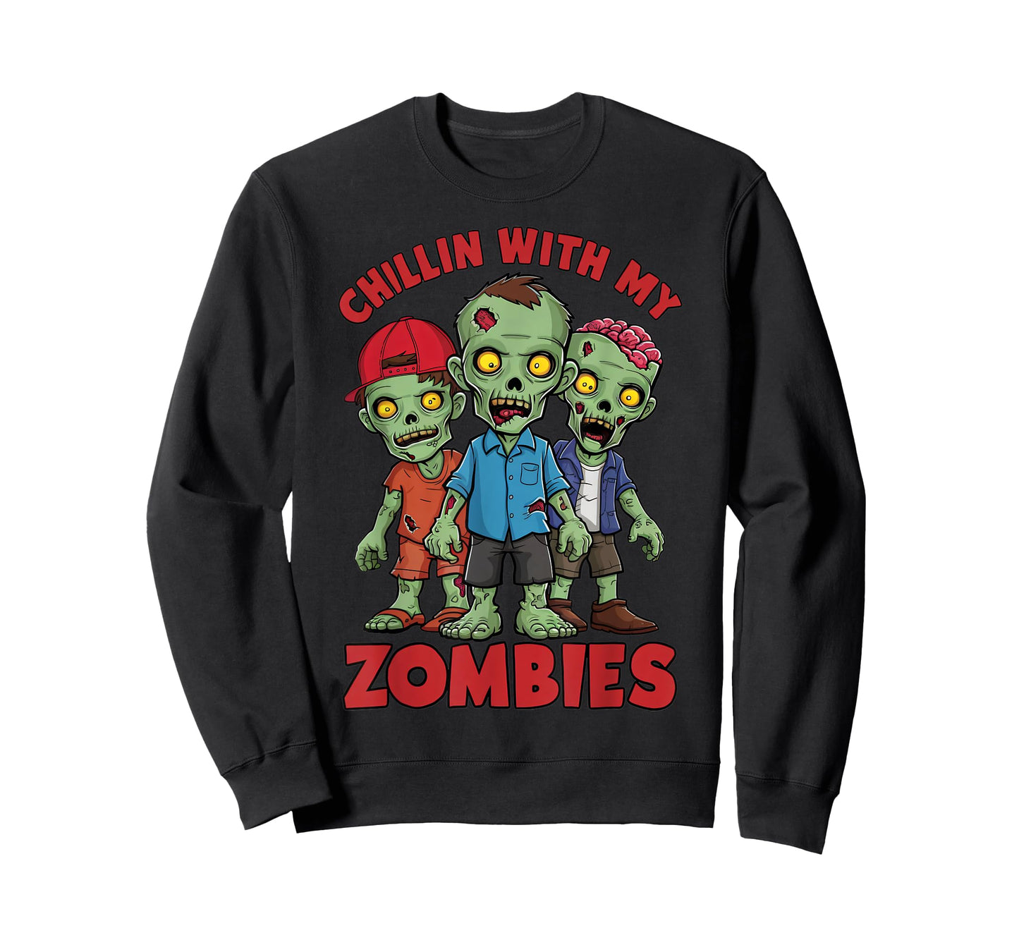 Chillin With My Zombies Halloween Boys Kids Funny T-Shirt