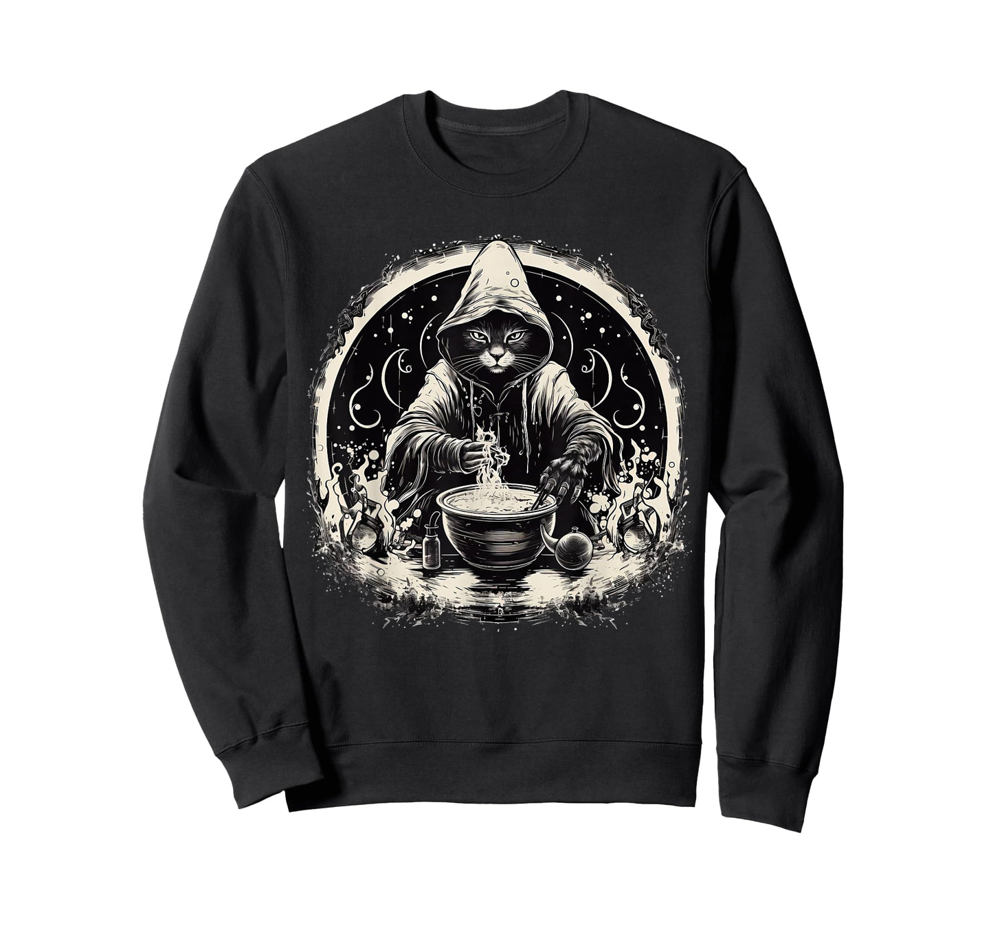 Halloween Black Cat Wizard Vintage Costume T-Shirt for Men Women