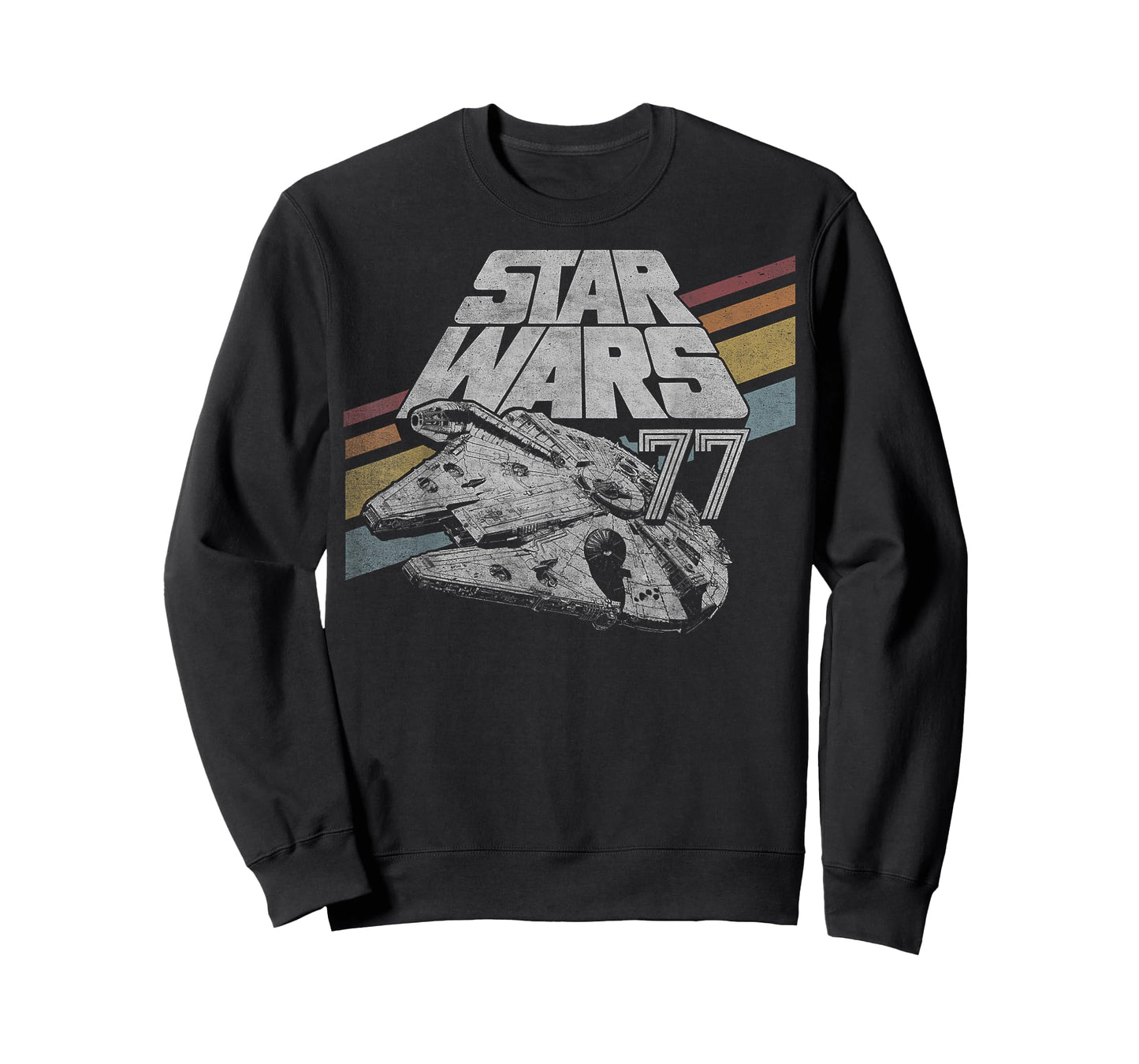 Star Wars Millennium Falcon 77 Retro Diagonal Stripe Disney+ T-Shirt