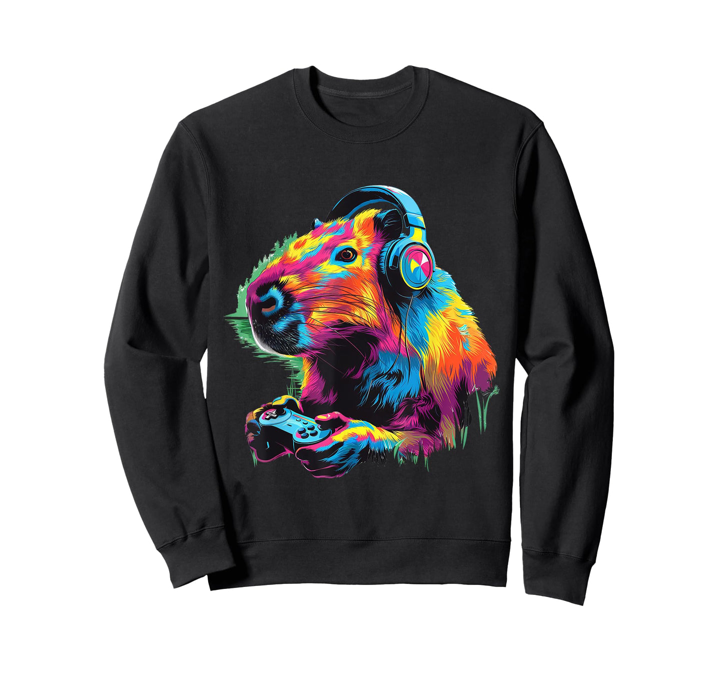 Colorful Capybara Funny Gamer Capybara Playing Video Games T-Shirt
