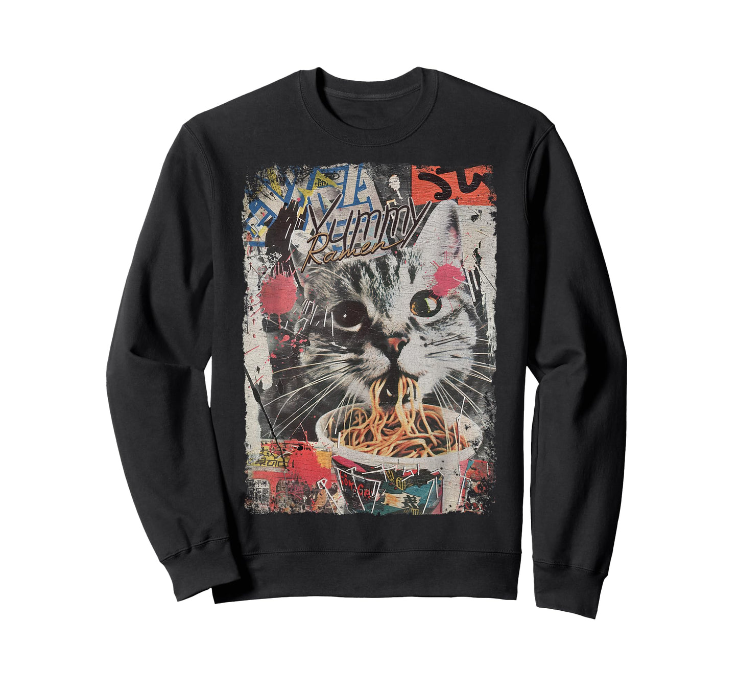 Ramen Noodles Cat Japan Y2K Kawaii Retro Cats Manga Anime T-Shirt