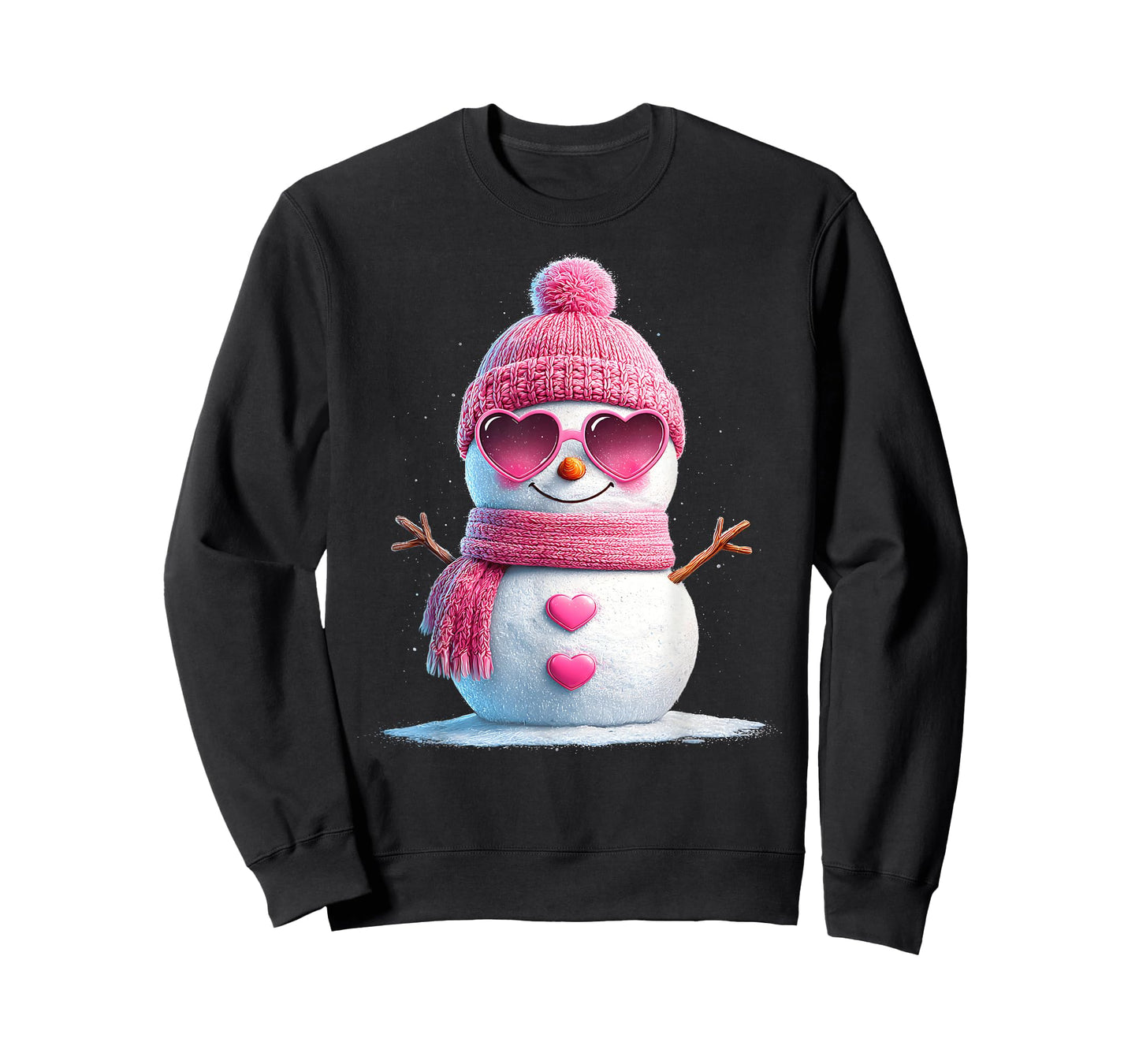 Pink Snowman Beanie Girly Merry Christmas Women Sunglasses T-Shirt