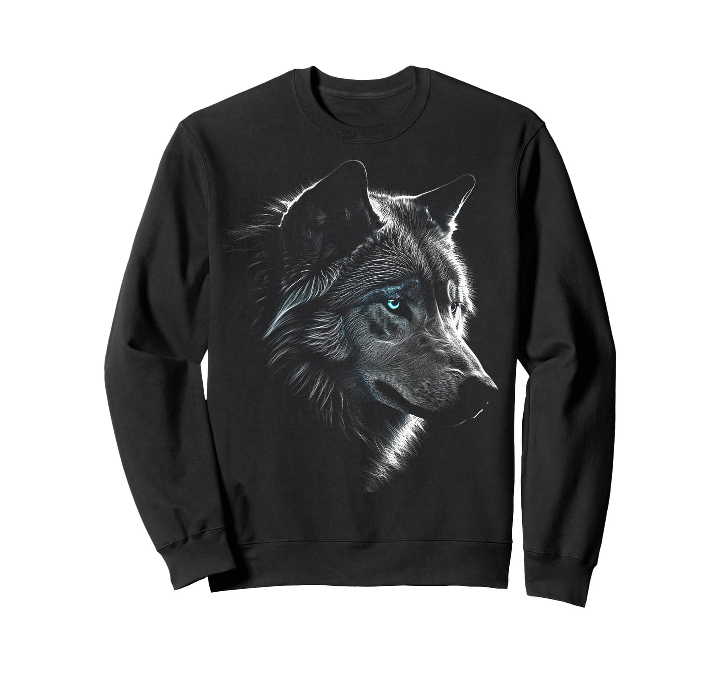 Wolf Portrait Blue Eyes - Artwork | Animal Motif Wolf T-Shirt