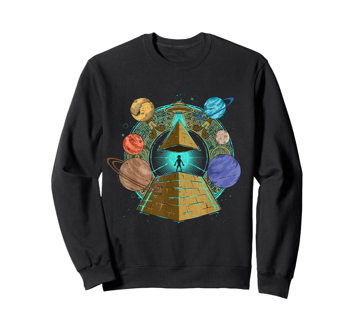 UFO Abduction Egyptian Pyramids Space Science Sci Fi Alien T-Shirt