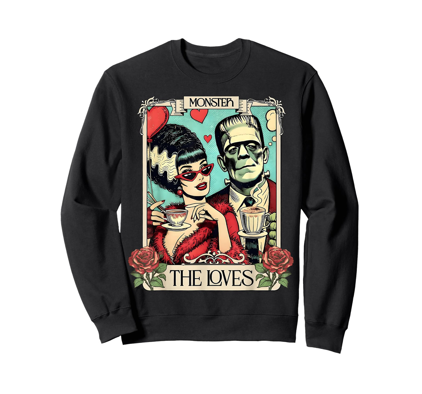 The Monster Frankenstein and Bride The Lovers Tarot Card T-Shirt