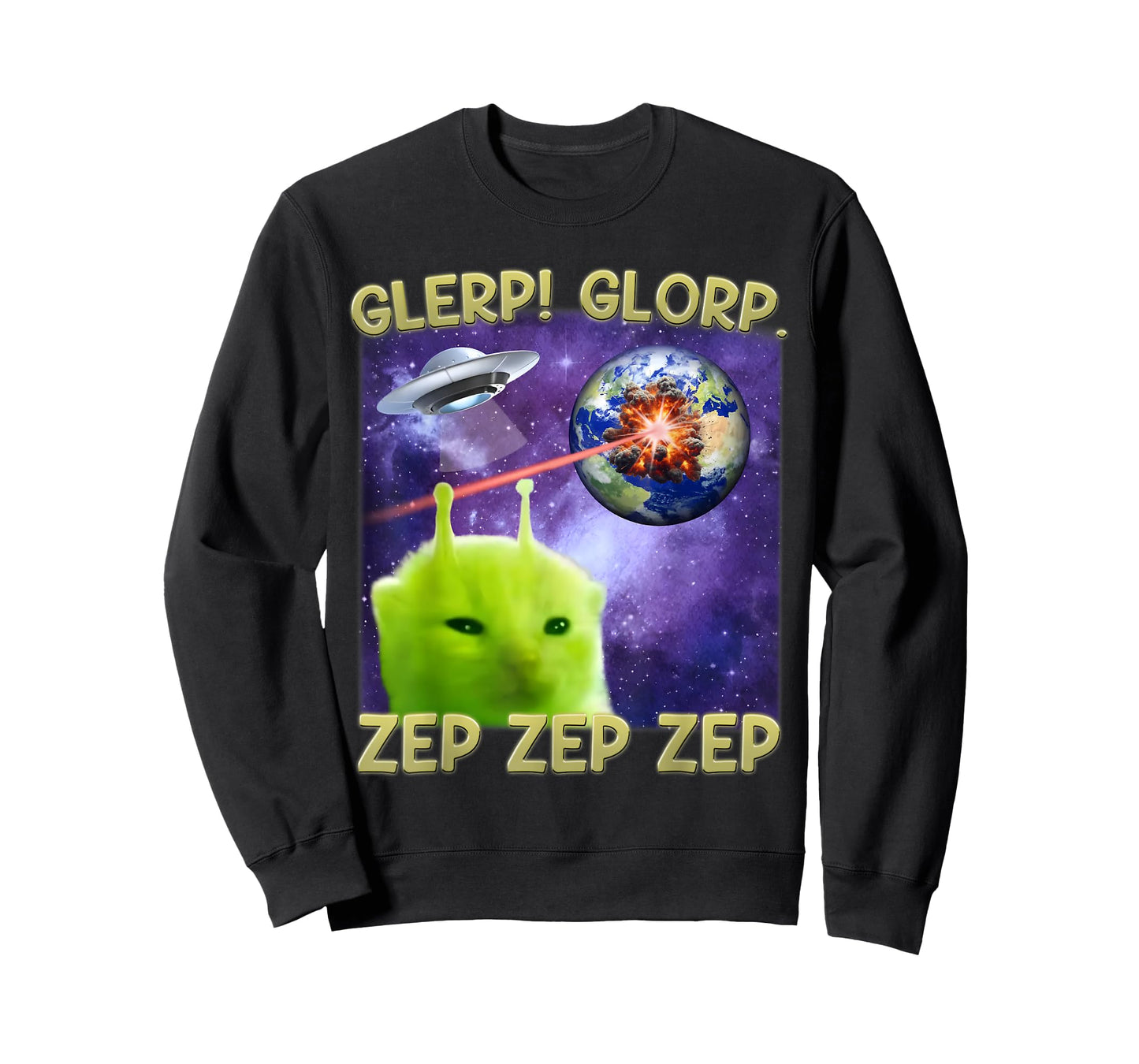 Glerp Glorp Funny Alien Cat Brainrot Dank Memes Men Women T-Shirt