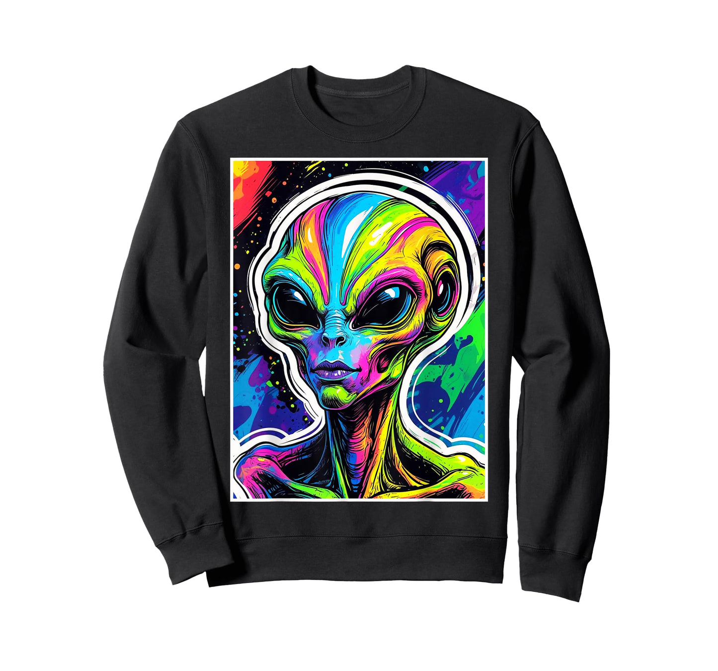 Alien Head Design Colorful Alien Rave Believe Ufo Believer T-Shirt
