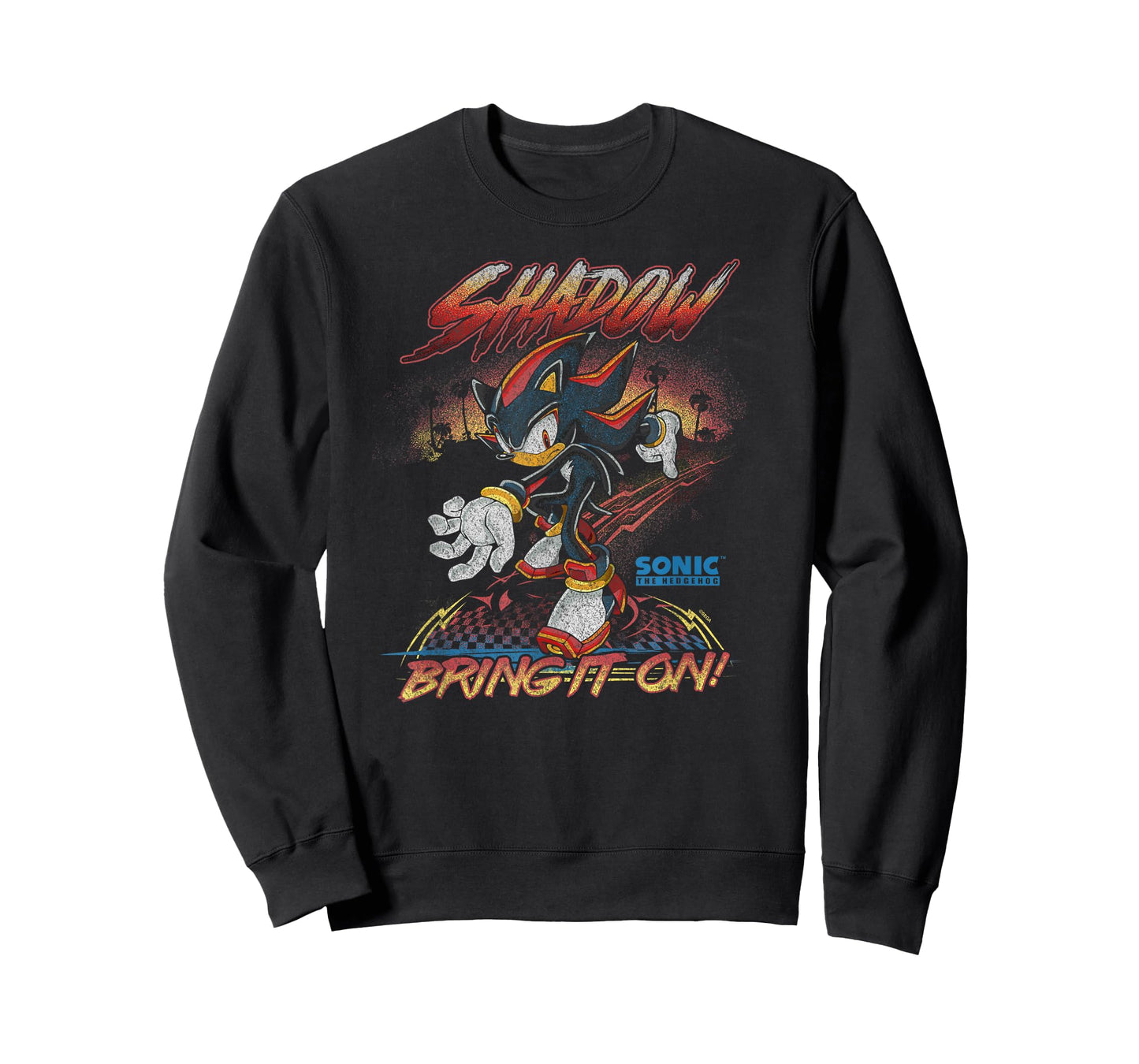 Sonic The Hedgehog Shadow Bring It On! Distressed Poster T-Shirt